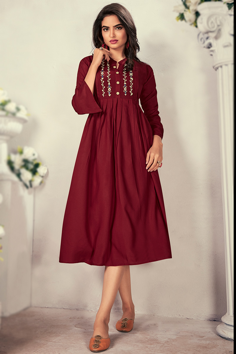 Maroon frock on sale