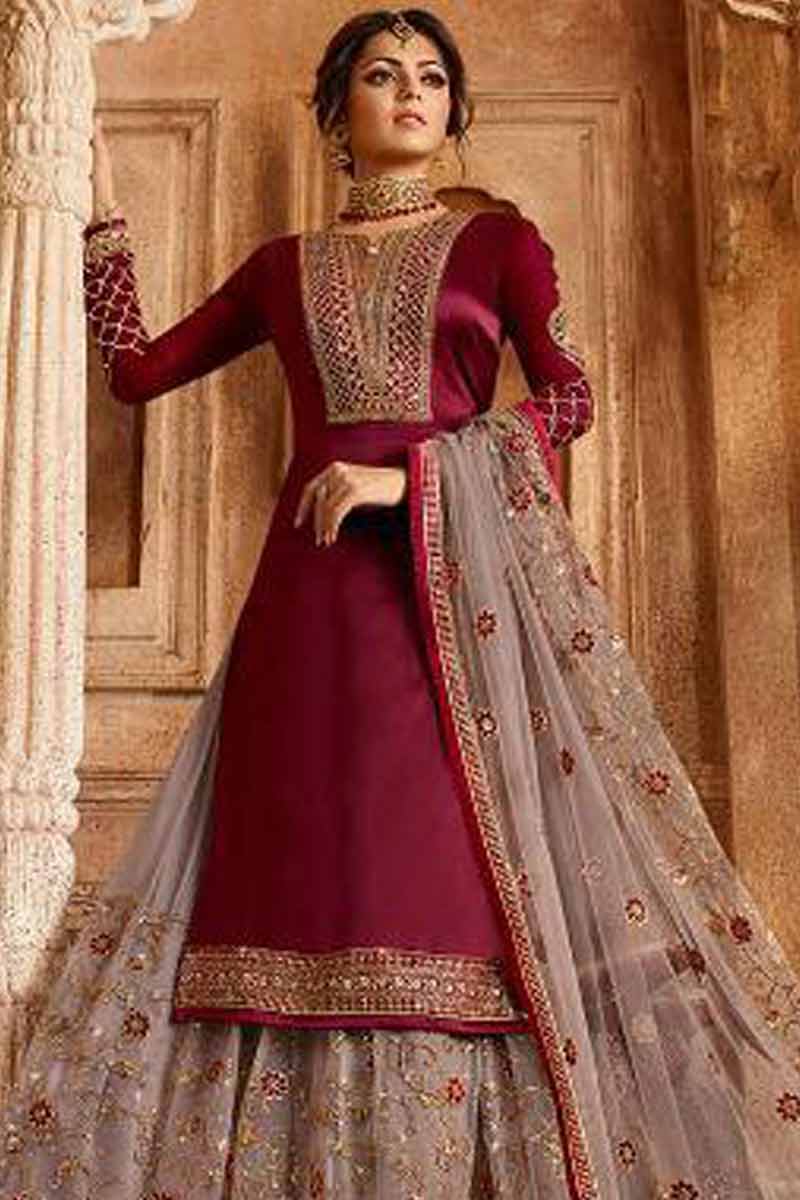 Buy Maroon With Mauve Color Lehenga Choli Online - LSTV02628