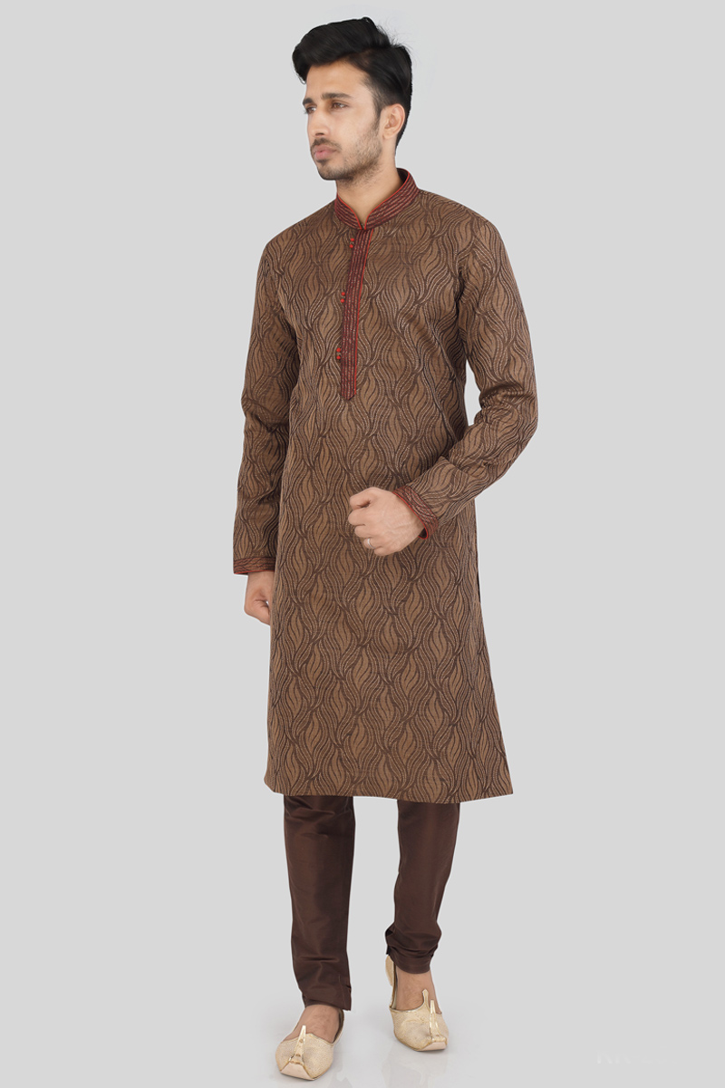 Buy Men s Special Ethnic Wear Brown Kurta With Churidar for Eid Online MKPV0617 Andaaz Fashion