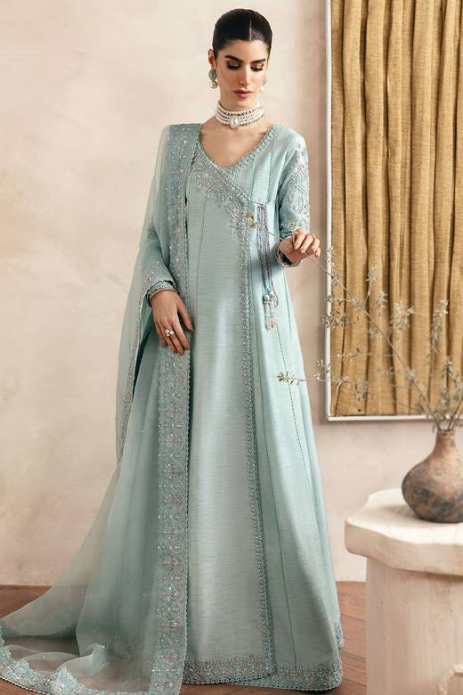 raw silk dresses 3pc Ready to Wear Dress by Gul Warun GRS16 Medium earthy texture that hugs the skin. Silk Anarkali Suit Raw Silk