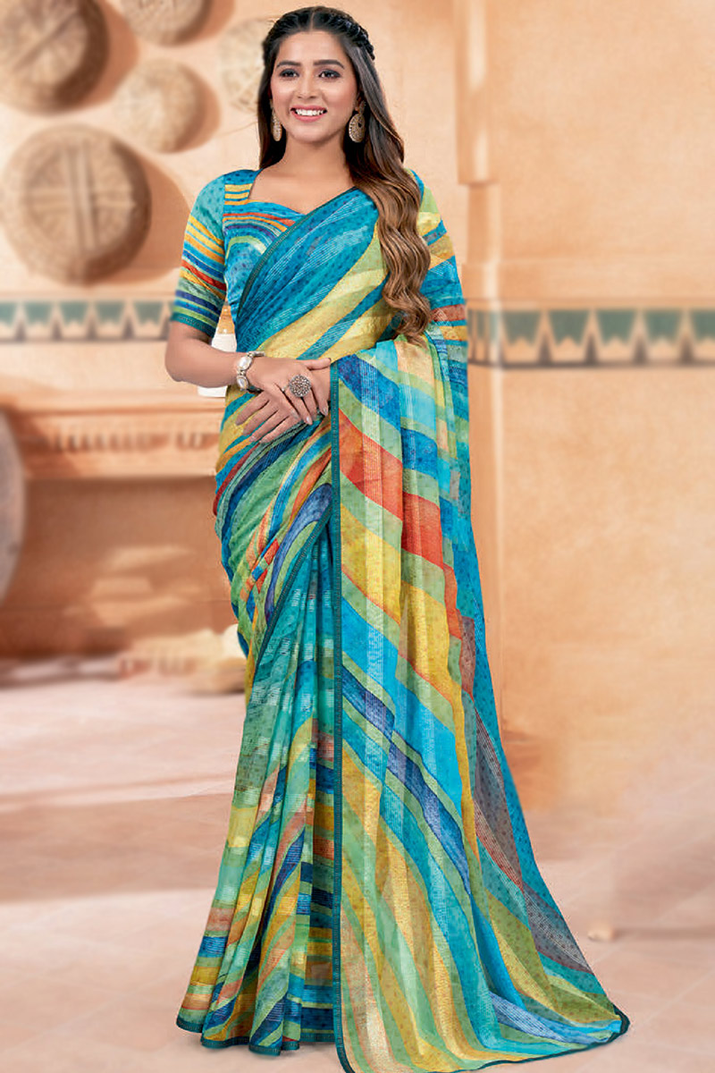 Multi Color Chiffon Printed Light Weight Saree |SARV166202