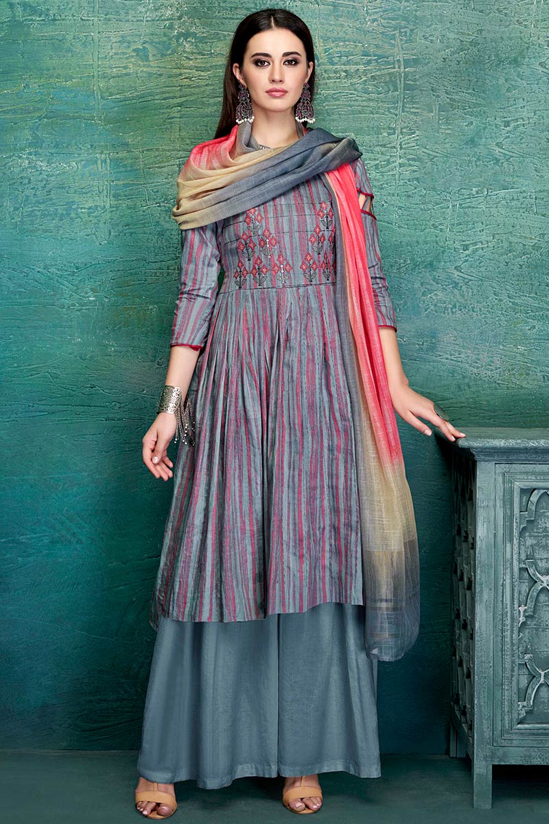 Multi Color Cotton Printed Sharara Suit