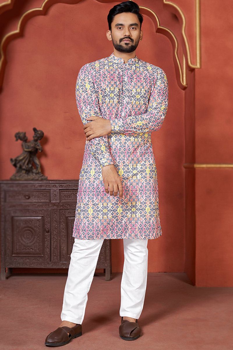 Buy Dresses for Prom Cotton Multi Color Men Kurta Pajama MKPA04066