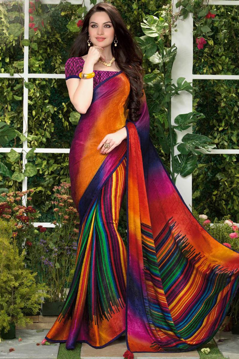 Poly crepe saree top
