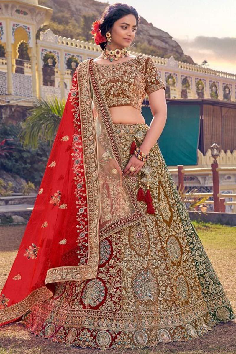 Embroidered bridal lehenga hotsell