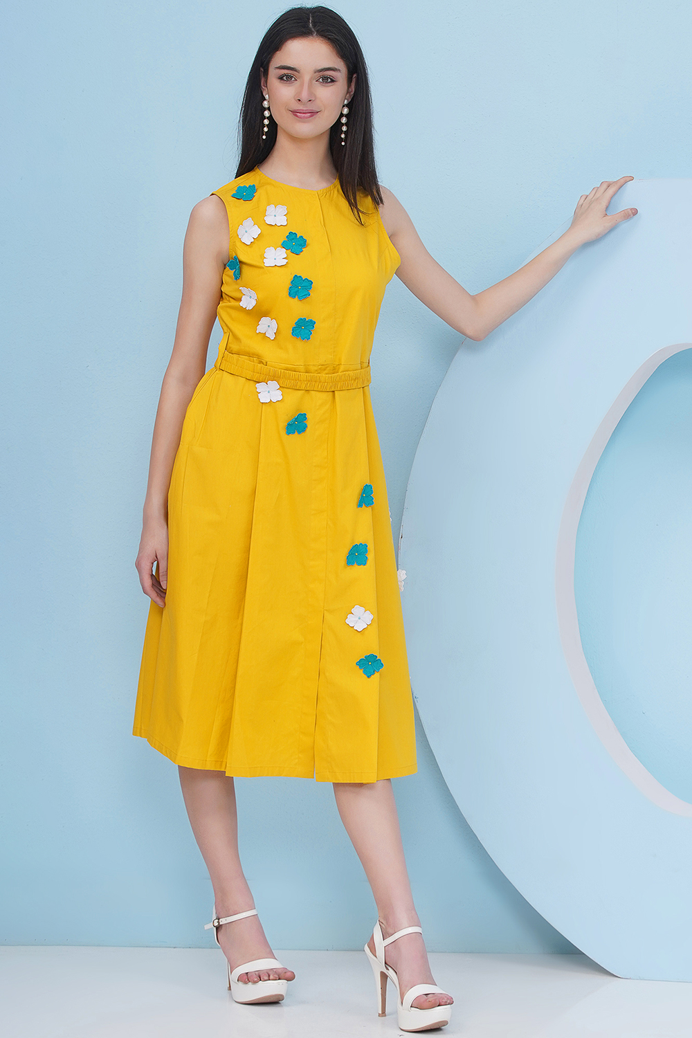 white christmas dresses Neerus Yellow Polka Dot Printed Rayon Straight Dress for Casual Daily Wear  Women – Neerus India main image 0