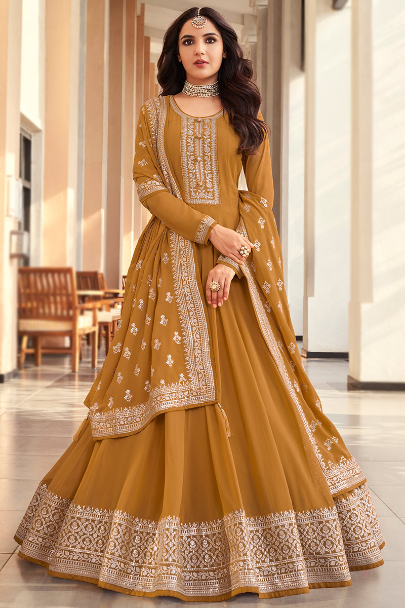 Embroidered Mustard Yellow Anarkali Suit LSTV121134 Embroidered Mustard Yellow Anarkali Suit LSTV121134