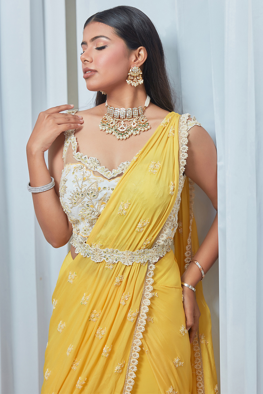 Saree Western Outfit With Traditional Jewellery Indo Western Wear