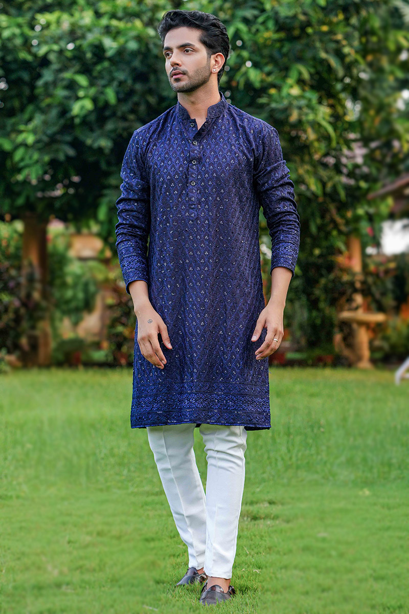 Navy kurta pajama sale