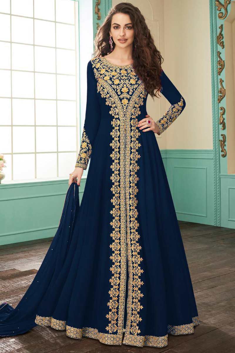 Buy Asian Prom Suit Georgette Navy Blue Anarkali Suit LSTV111515 Buy Asian Prom Suit Georgette Navy Blue Anarkali Suit LSTV111515