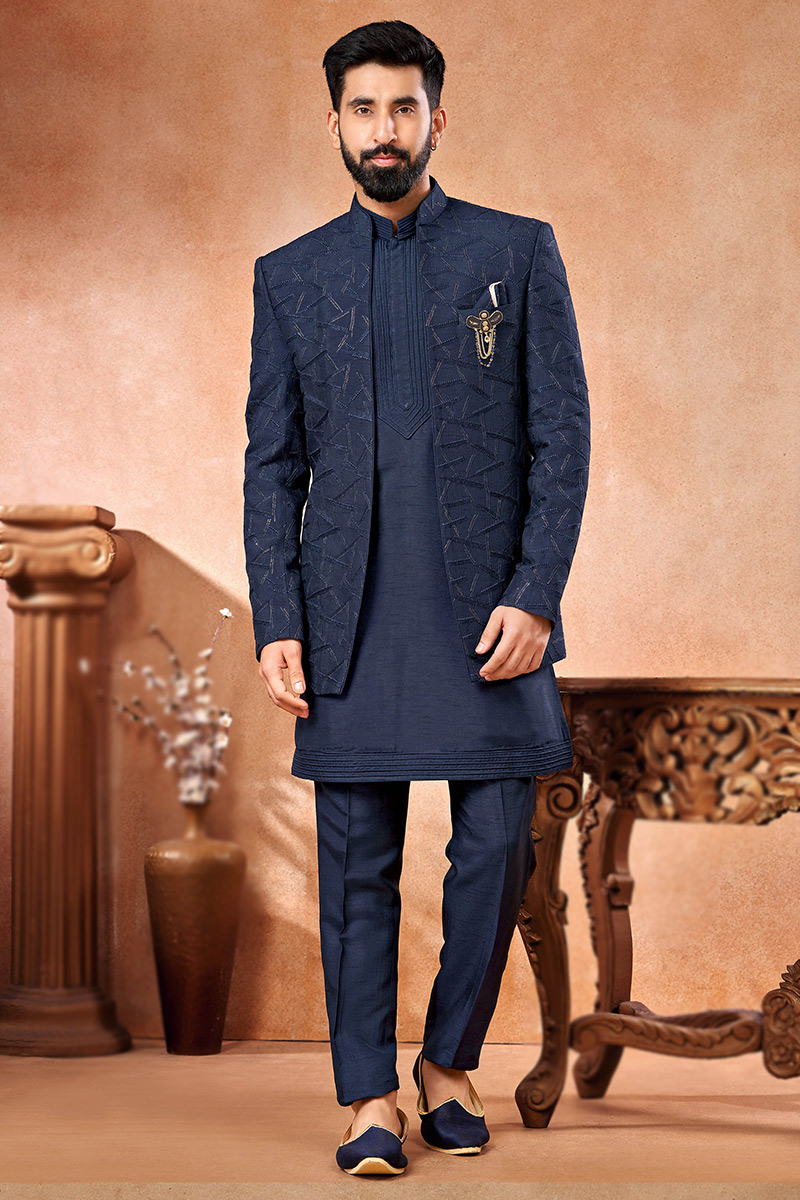 Blue kurta pajama punjabi style sale