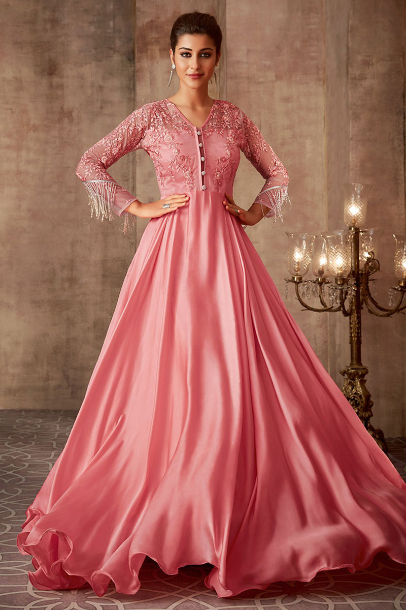 Pink Net Gown and Pink Net Trendy Gown online shopping