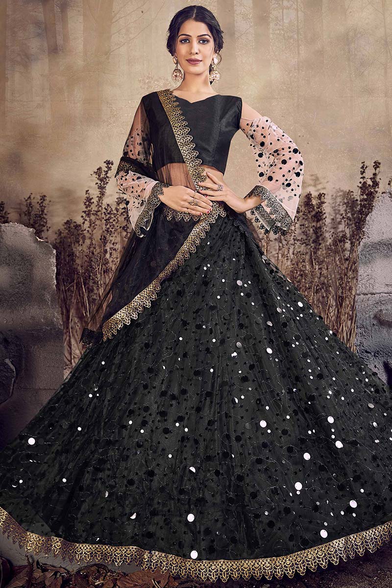 black lehenga for party