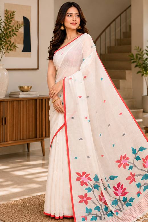 Buy White Handloom Indian Plus Size Dresses Online for Women in USA