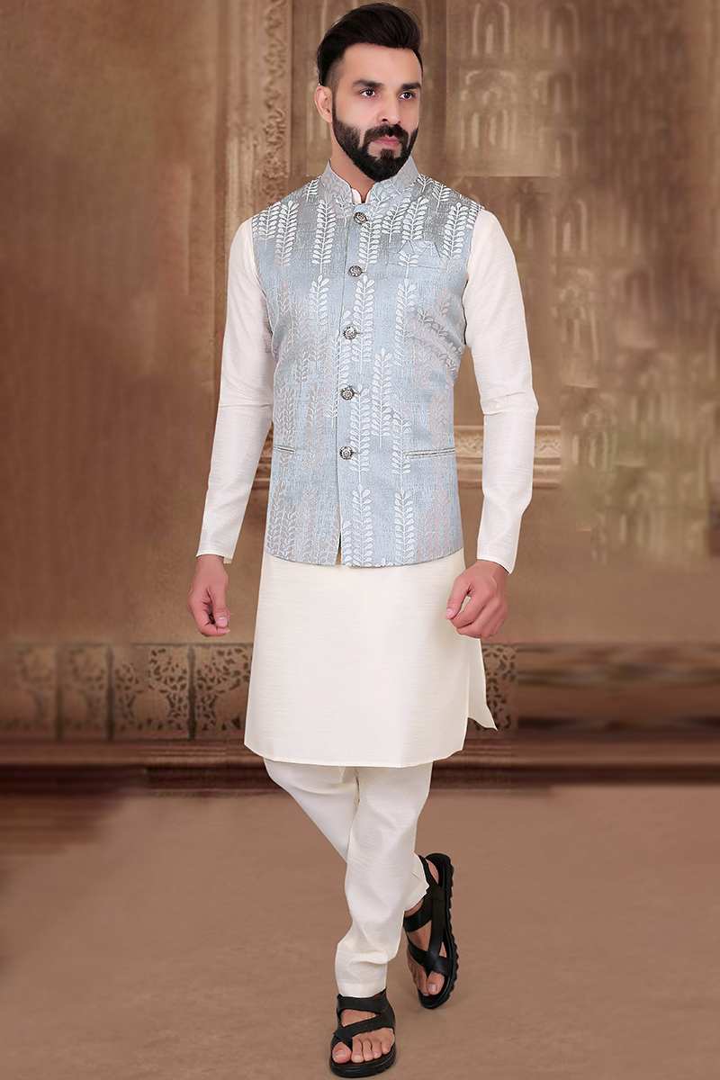 Urban Fashion Plain Off-White Men's Kurta Pajama MKPA03511