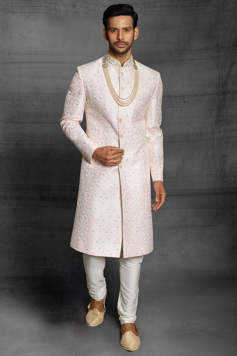 Hot Woven Off White Men Sherwani MSTV0537