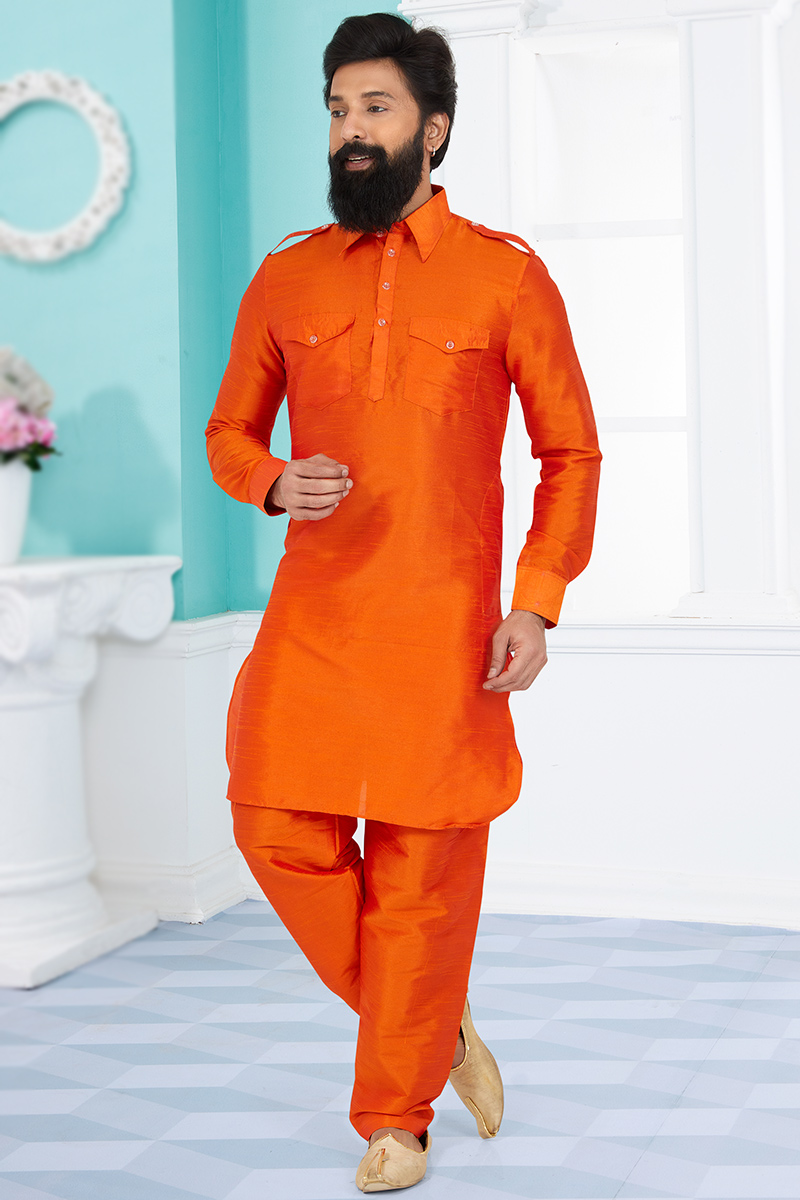 Orange Men Kurta Pajama MKPA03701