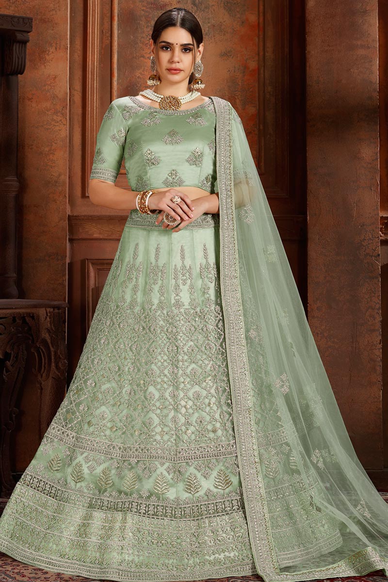 Grab the stylish Stone Work Embroidered Pastel Green Lehenga LLCV07948 Grab the stylish Stone Work Embroidered Pastel Green Lehenga LLCV07948