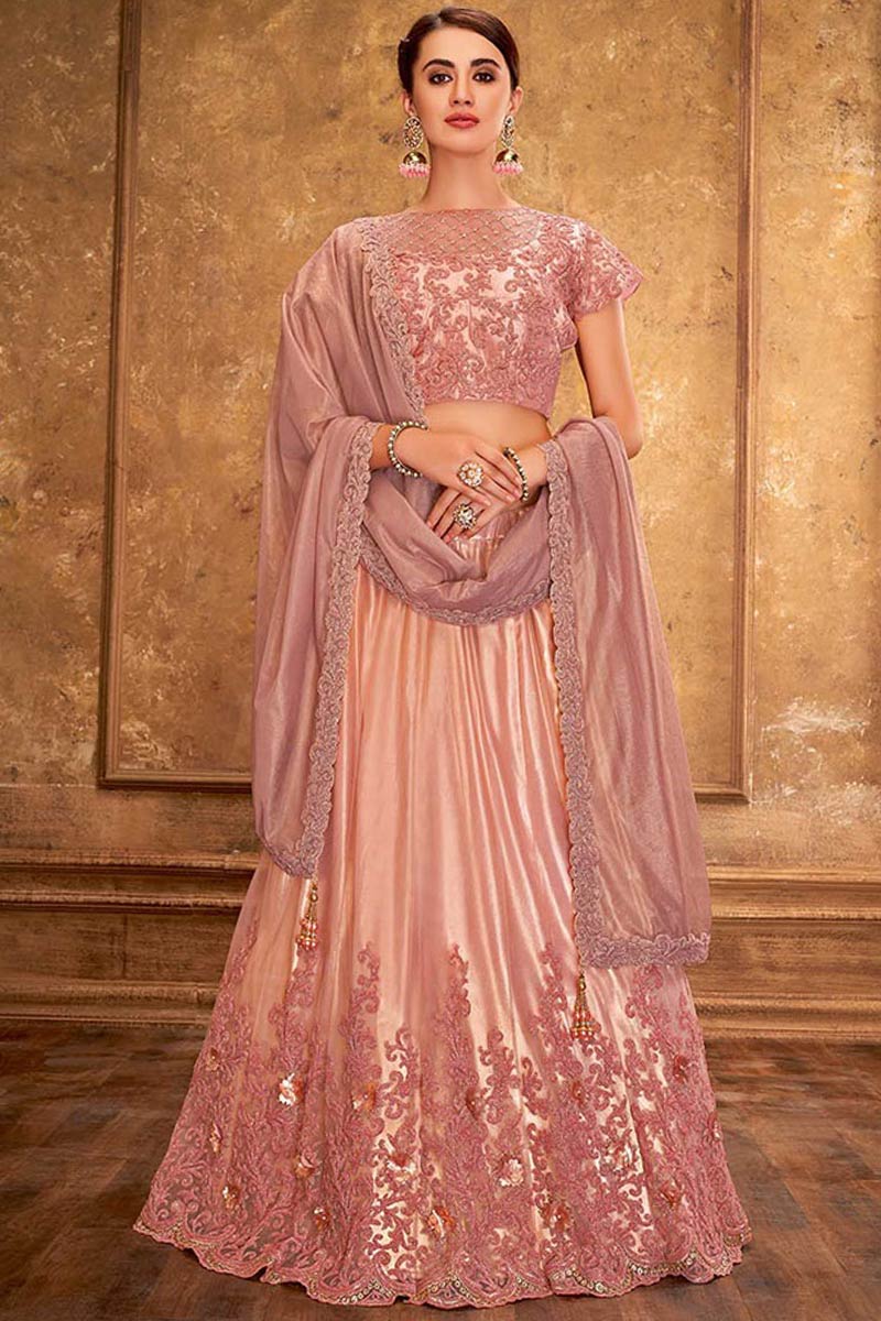Buy Peach Color Net Lehenga With Net Choli Online Llcv01492 Andaaz Fashion