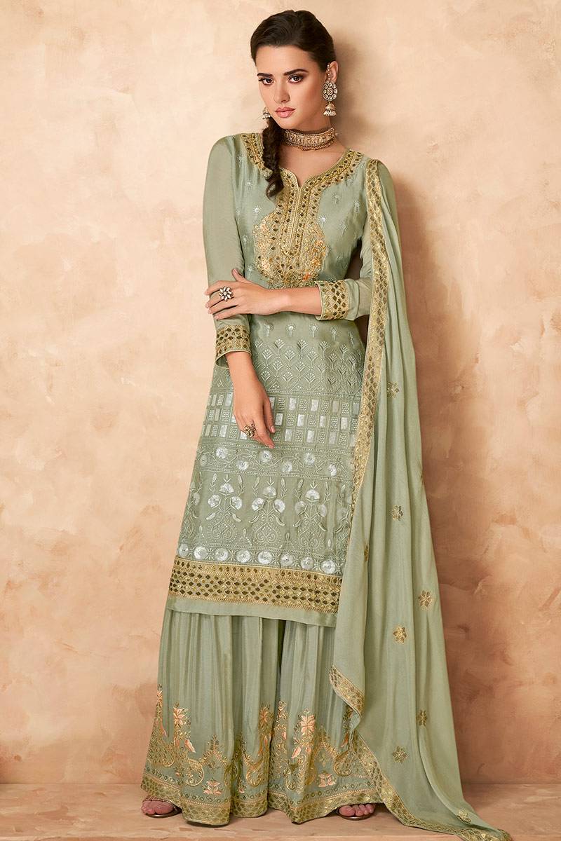 light green sharara dress Buy Indian Prom Suits Georgette Pistachio Suit LSTV114215 size-3xl