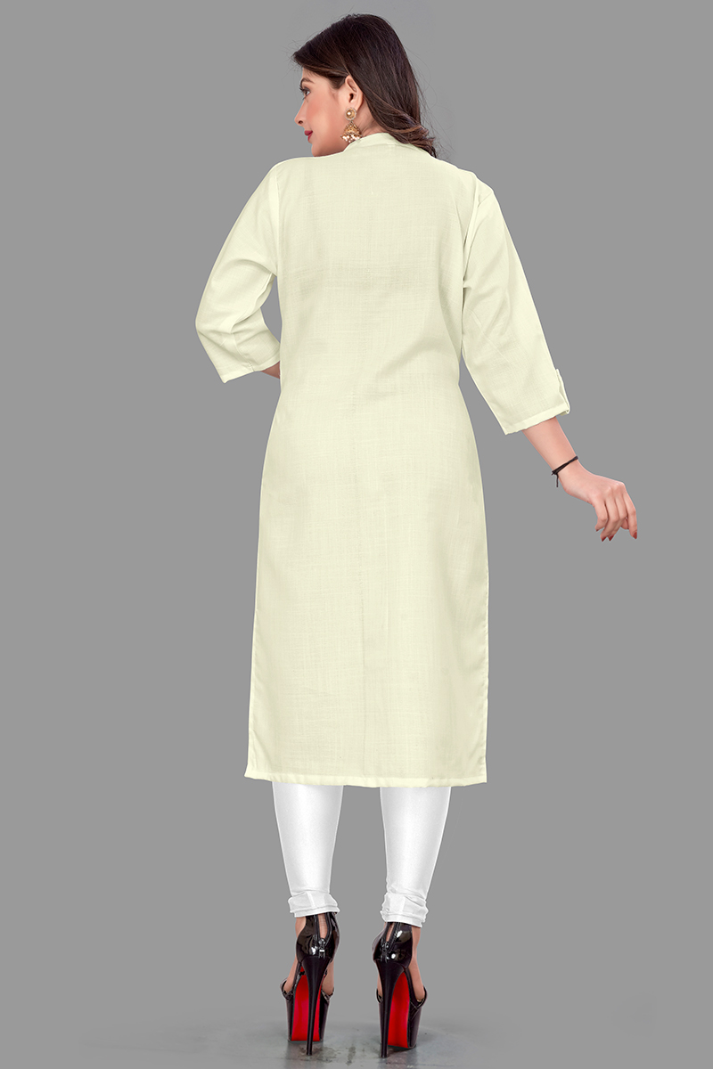 Plain cream color kurtis shop