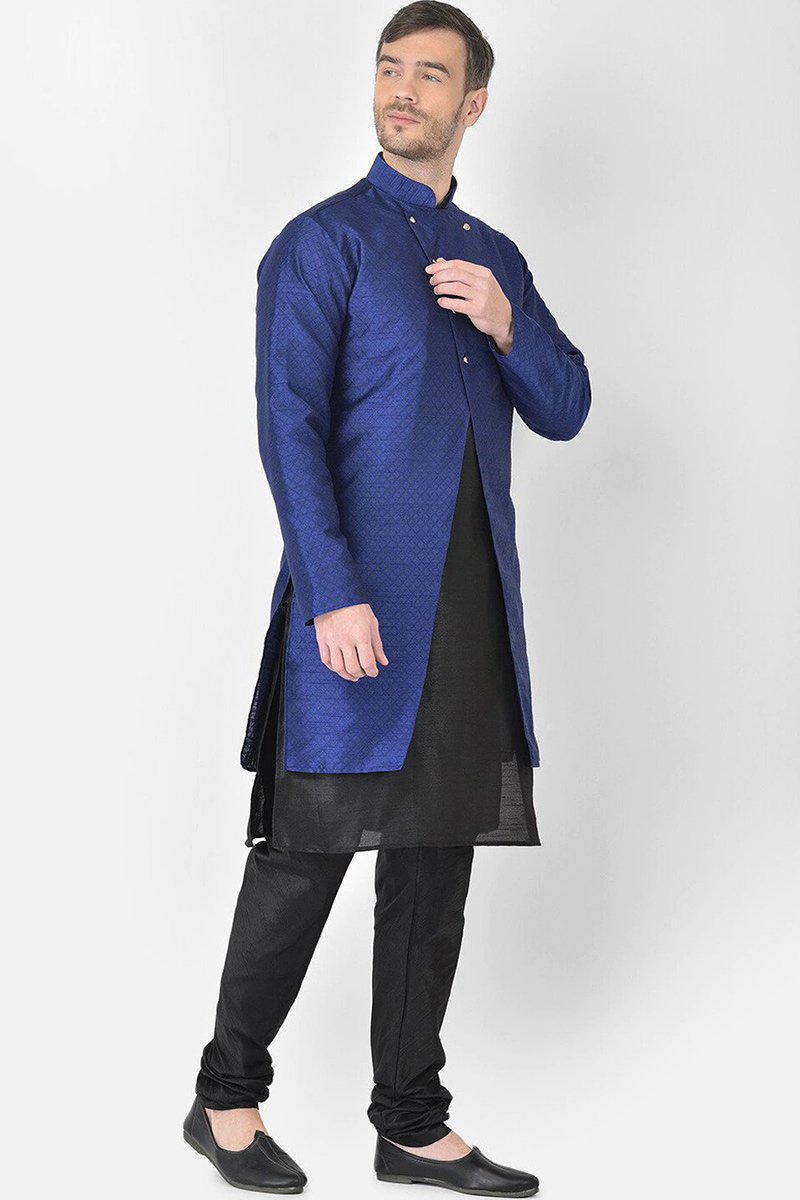 Sexy Men Kurta Pajama in Black Fabric MKPA0631