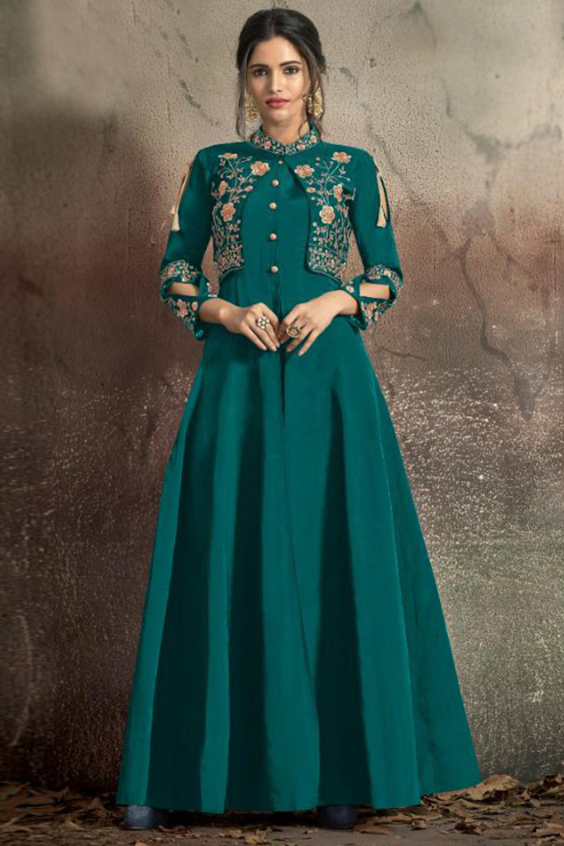 Preety Green Designer Gown Lehenga Indian store Ethnic Traditional Wear Embroidery Stone Work Bridesmaid Ethnic Pakistani Eid Special Suit