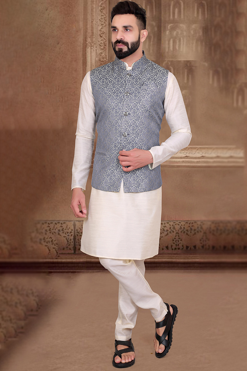 Kurta Pajama Ethnic Waist Coat Everwillow Ethnic Wear White Kurta