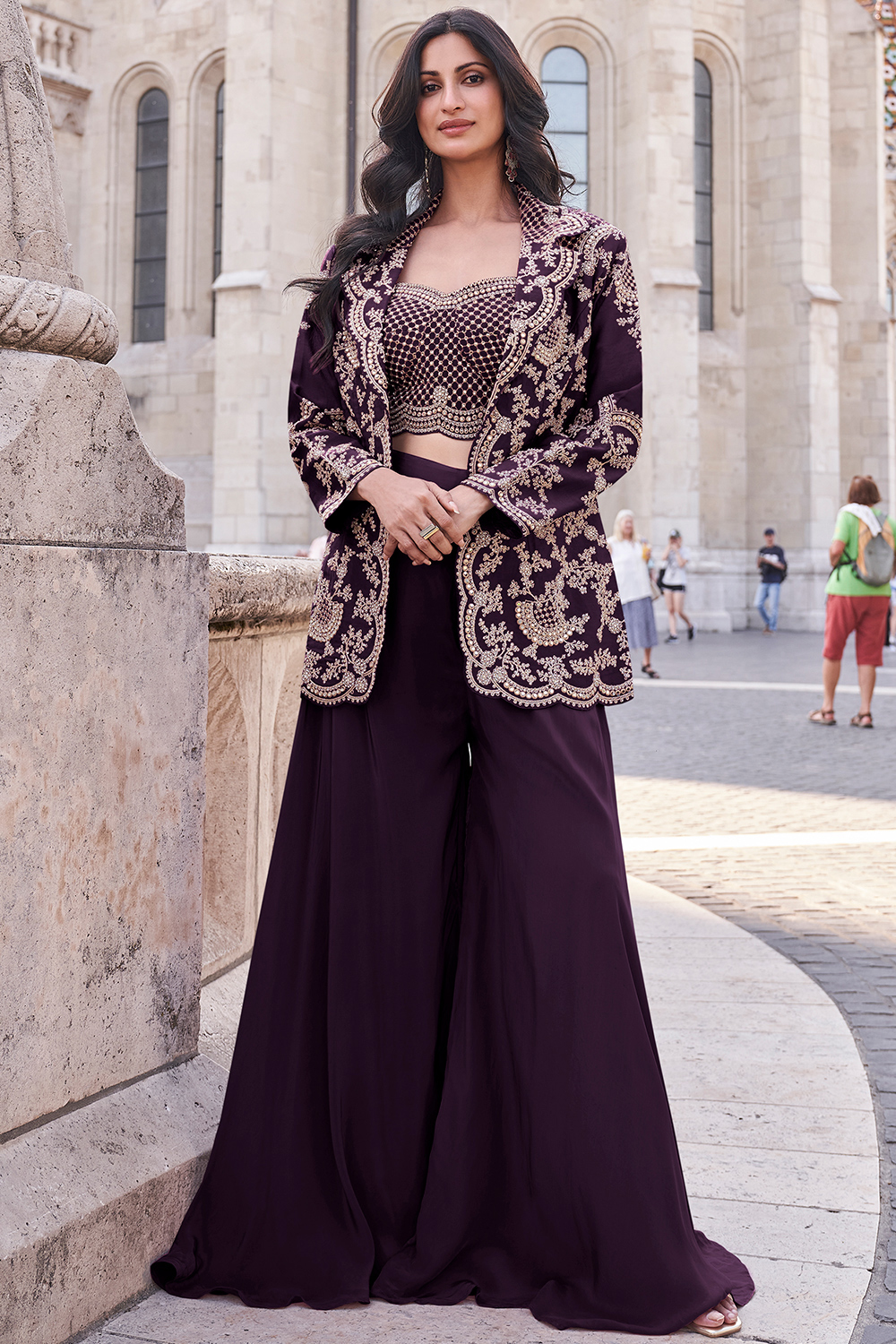 formal gown indo western dress for women Beautiful Pink Indo-western Georgette Gown