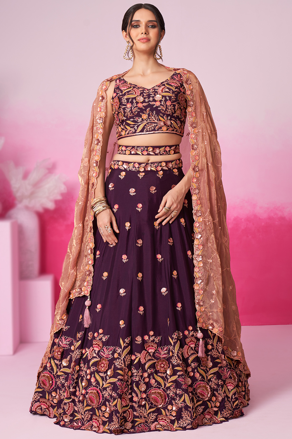 Plum Purple Exotic Princess Royal Lehenga hotsell