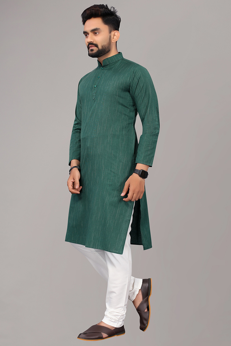 Modest Wear Churidar Men Kurta in Peacock Green Color MKPA0782