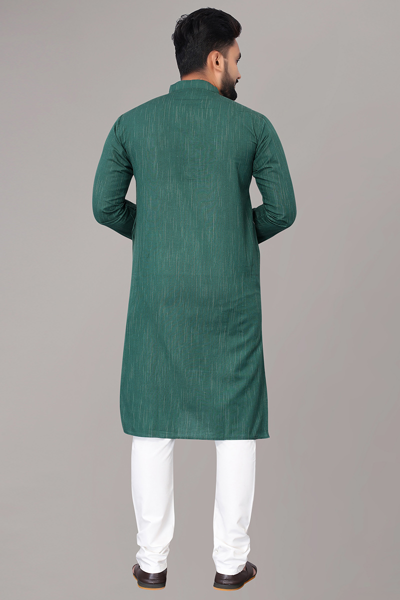 Modest Wear Churidar Men Kurta in Peacock Green Color MKPA0782