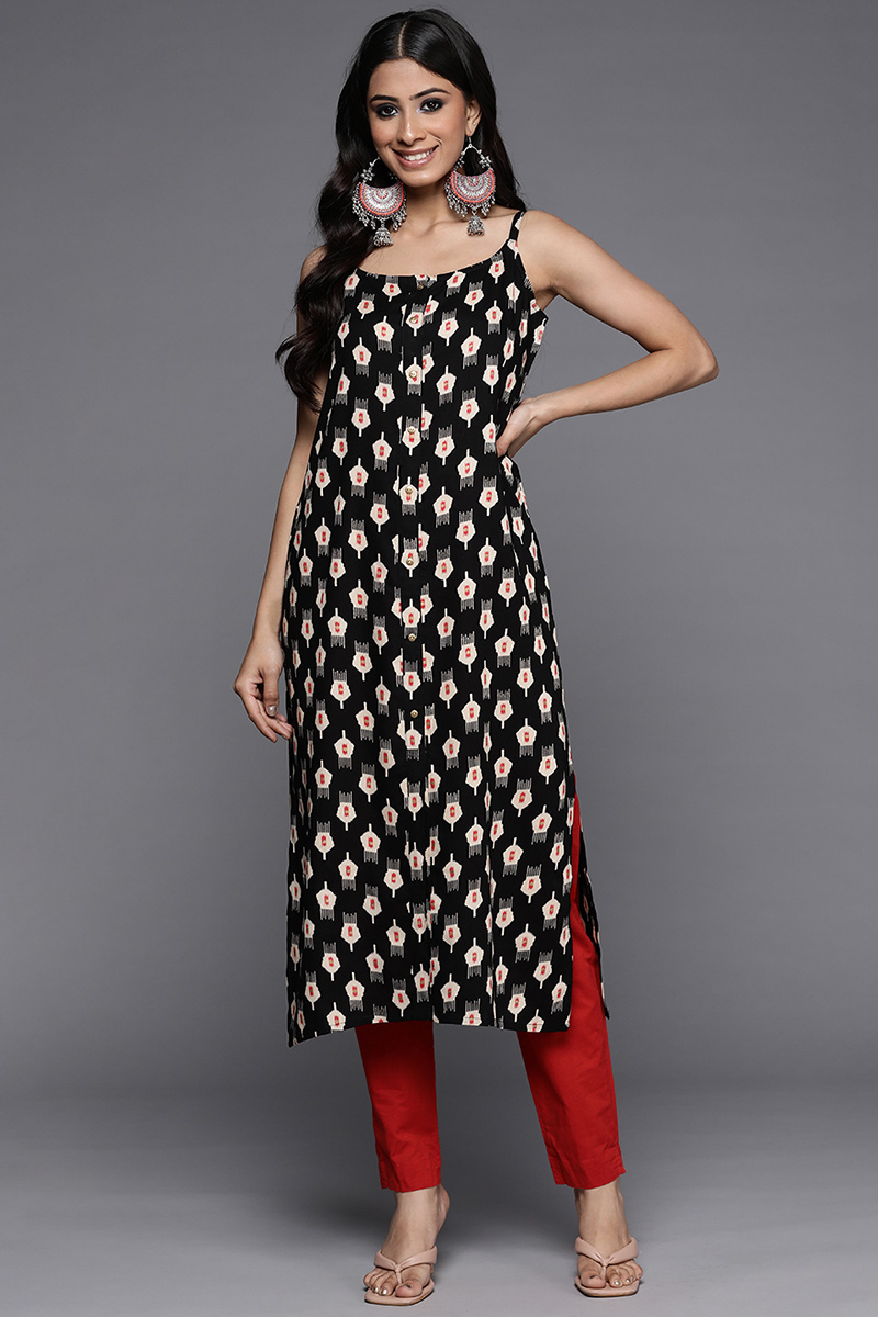 Black long kurti party wear hotsell