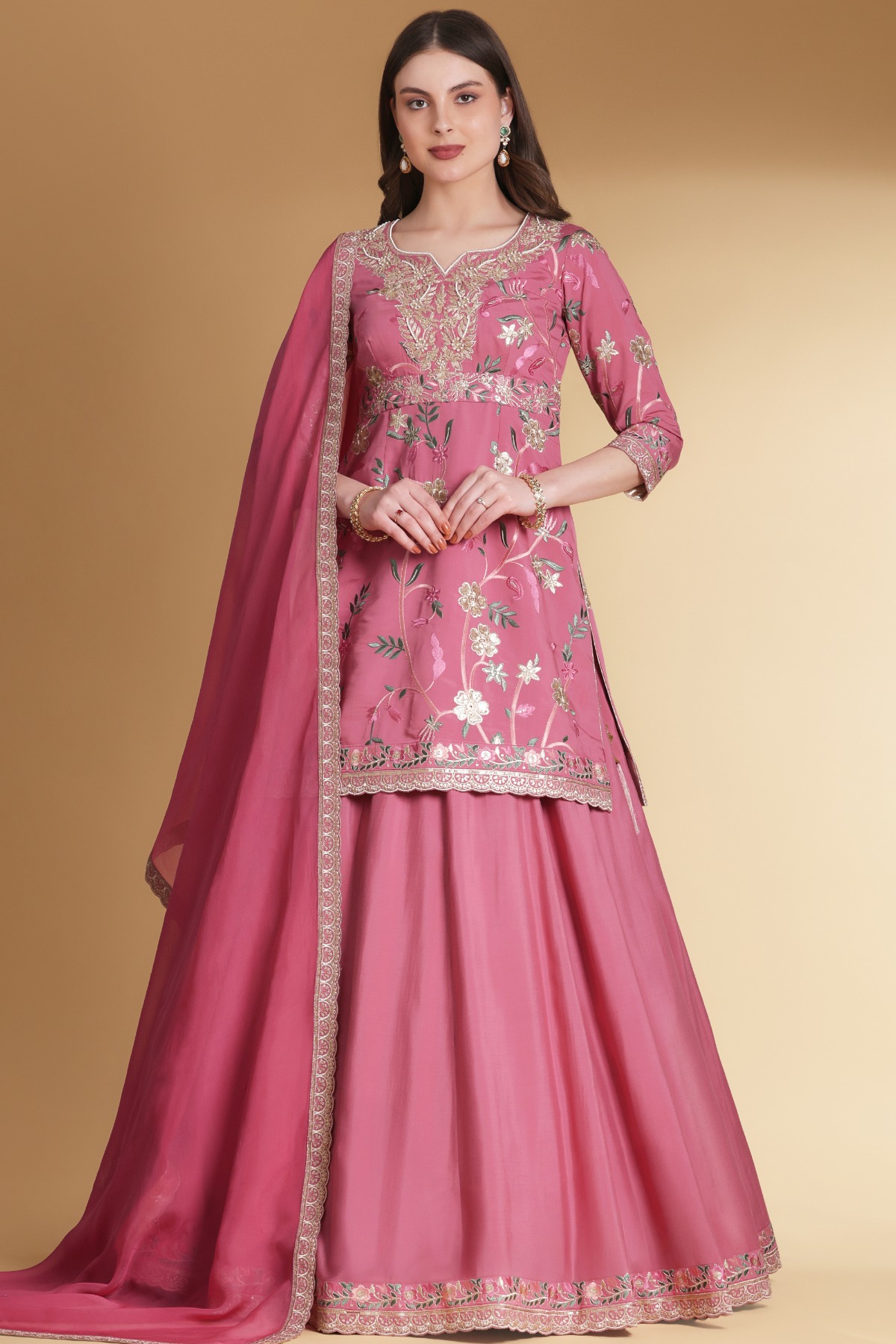 Punch Pink Handwork Lehenga for Eid Party Wear - LLCV124166