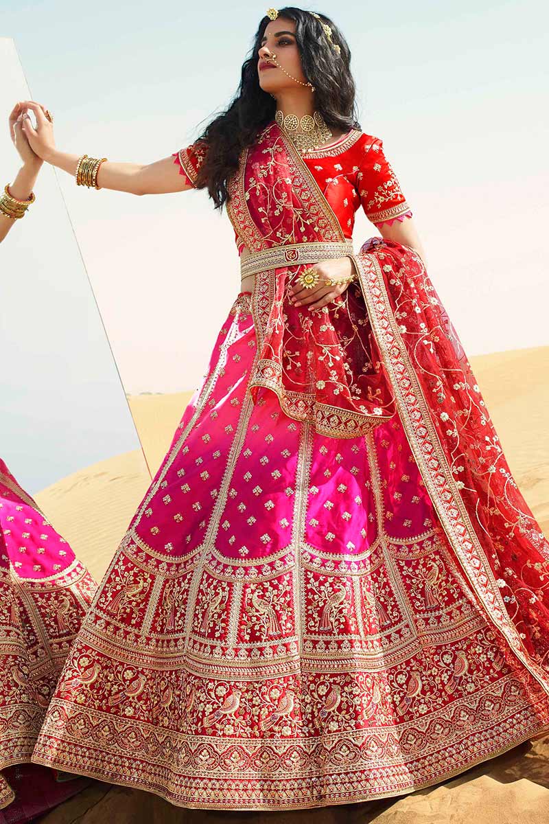 Rani Pink Silk Lehenga LLCV08614 - Technical View
