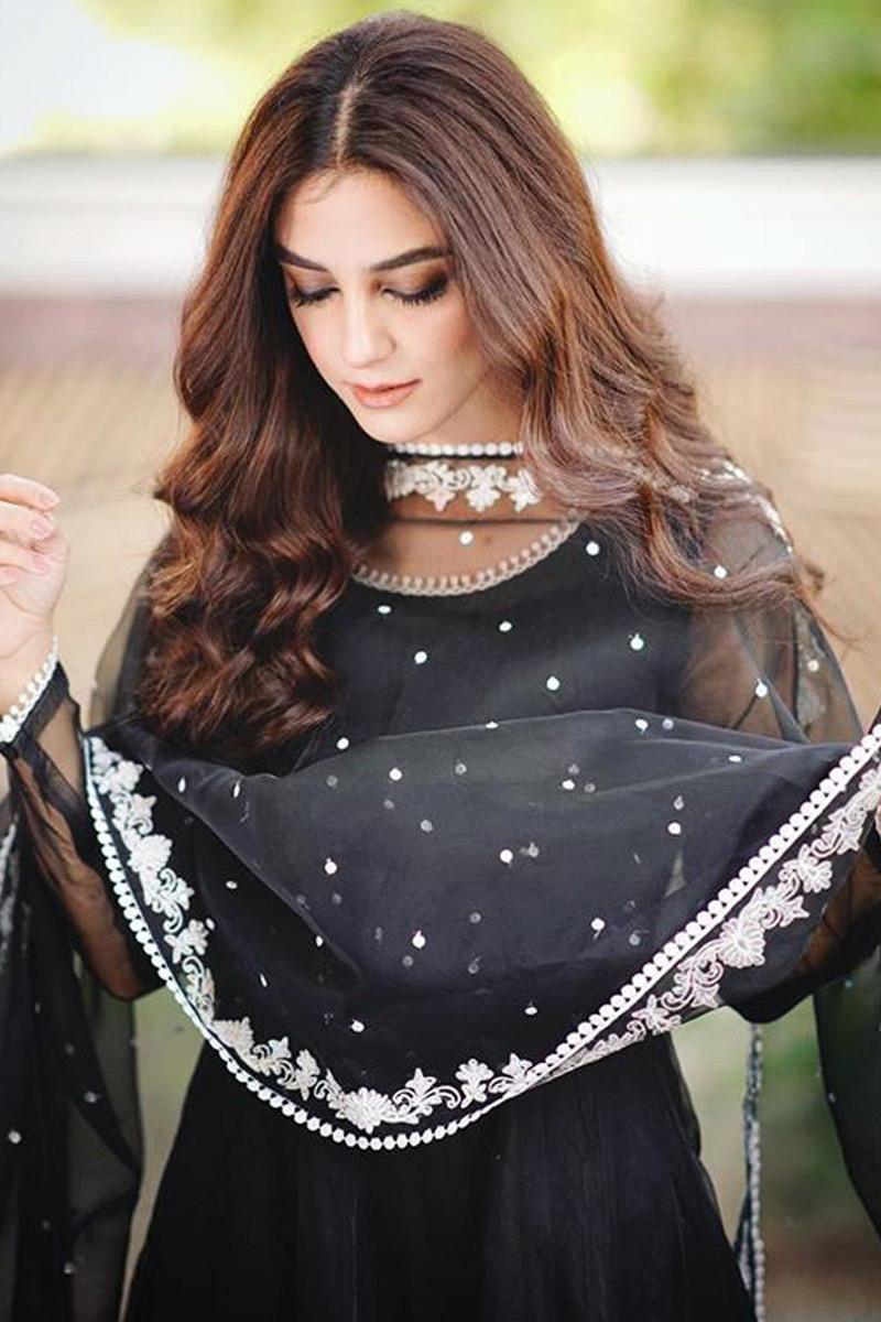 black color anarkali dress Andaaz Fashion Women's Silk Suit In simple black frock suit