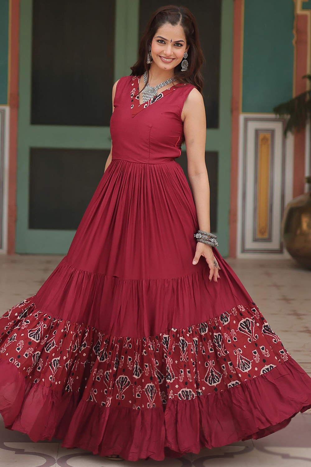 Printed ball gown best sale