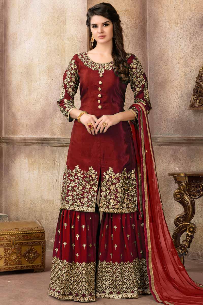 red sharara designs