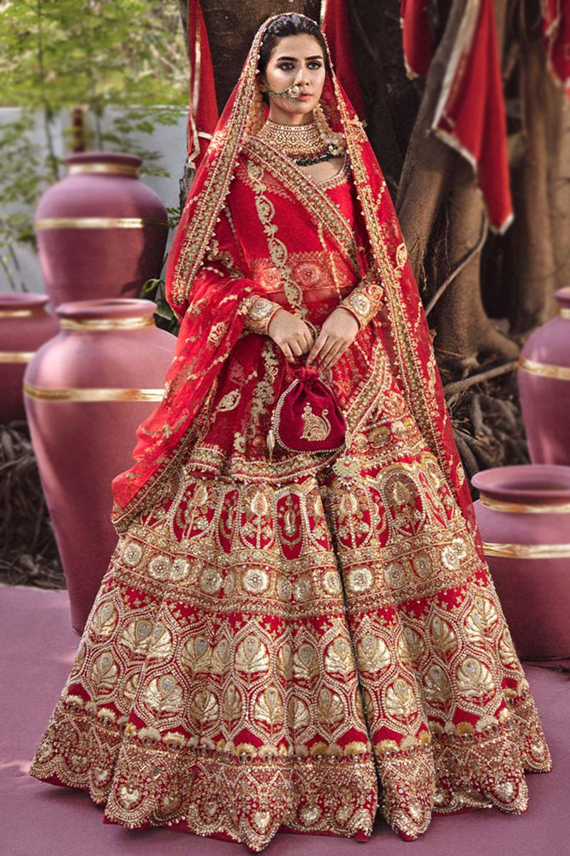 Wedding shops dresses red lehenga