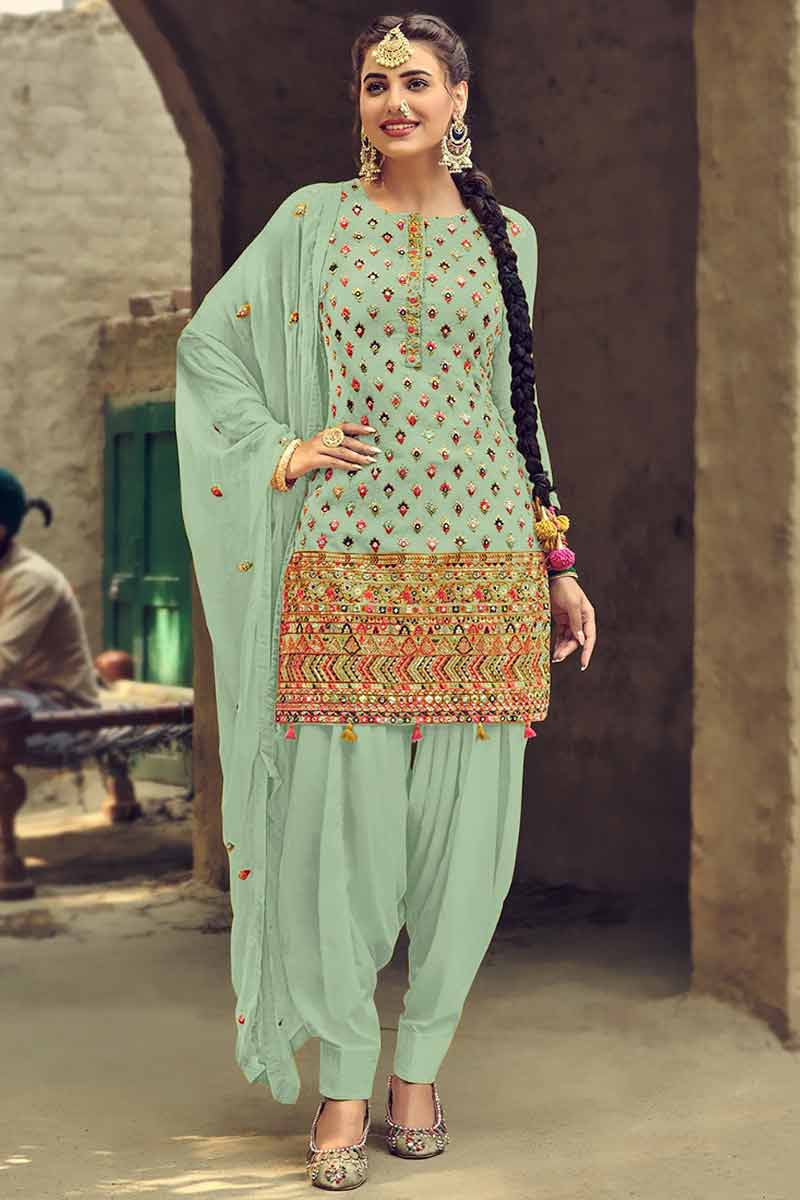 mint colour punjabi suits