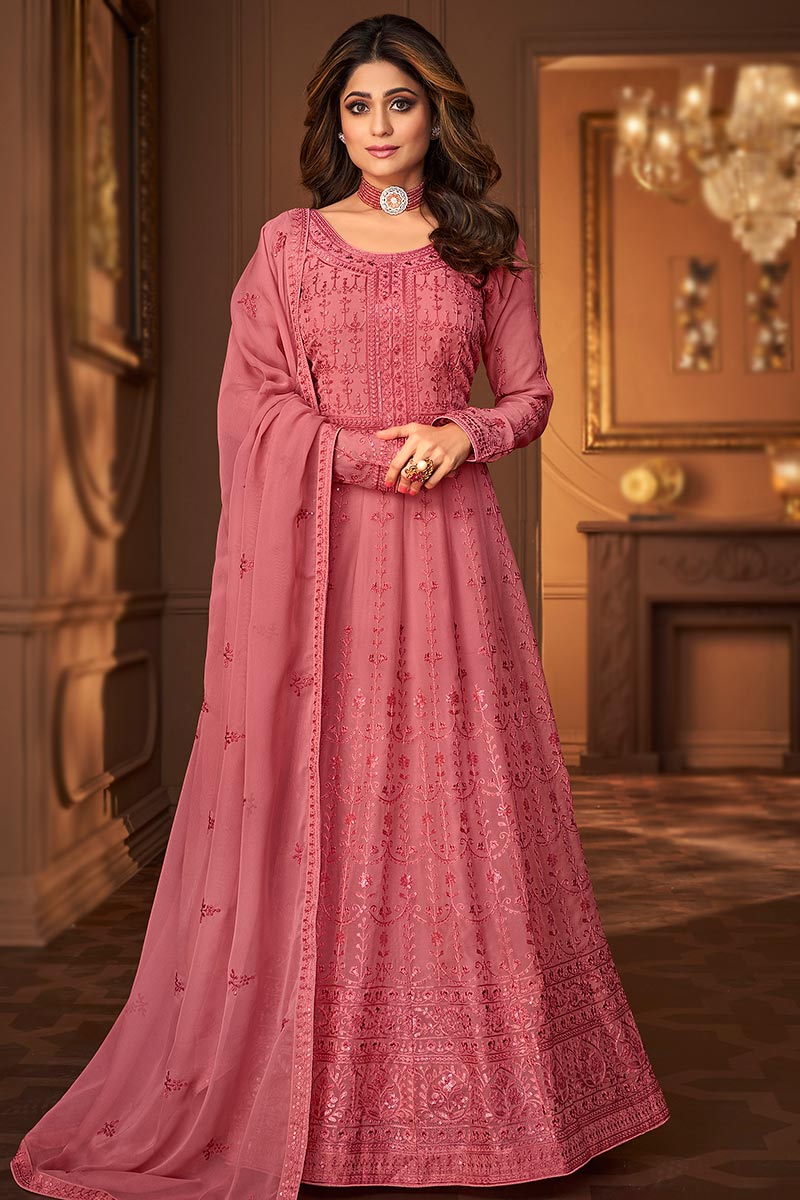 Anarkali dress pink colour best sale