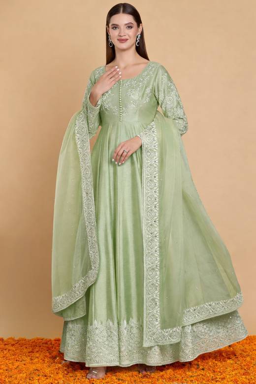 light green wedding dress Short Tea Length ROSALIE tulle Zipper and buttons closure Approx 43 inches long Standard size orders Sage Bridesmaid Dresses Sage Green