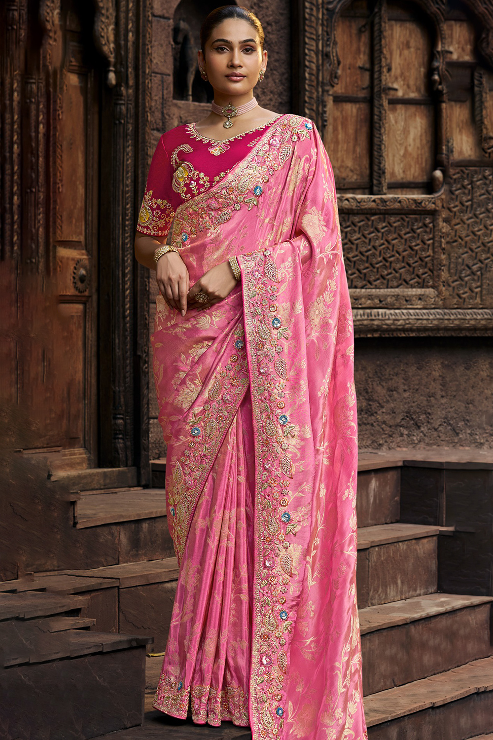sari Saroj Sarees Imperial Gold Vol 1 Partywear Heavy Organza