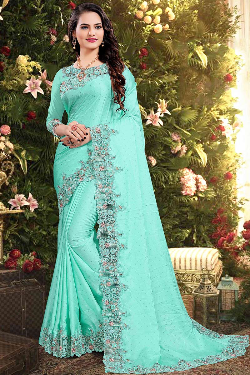 Party wear satin silk saree best sale