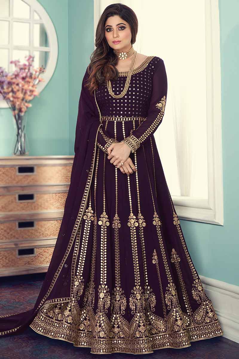 dark purple anarkali dress