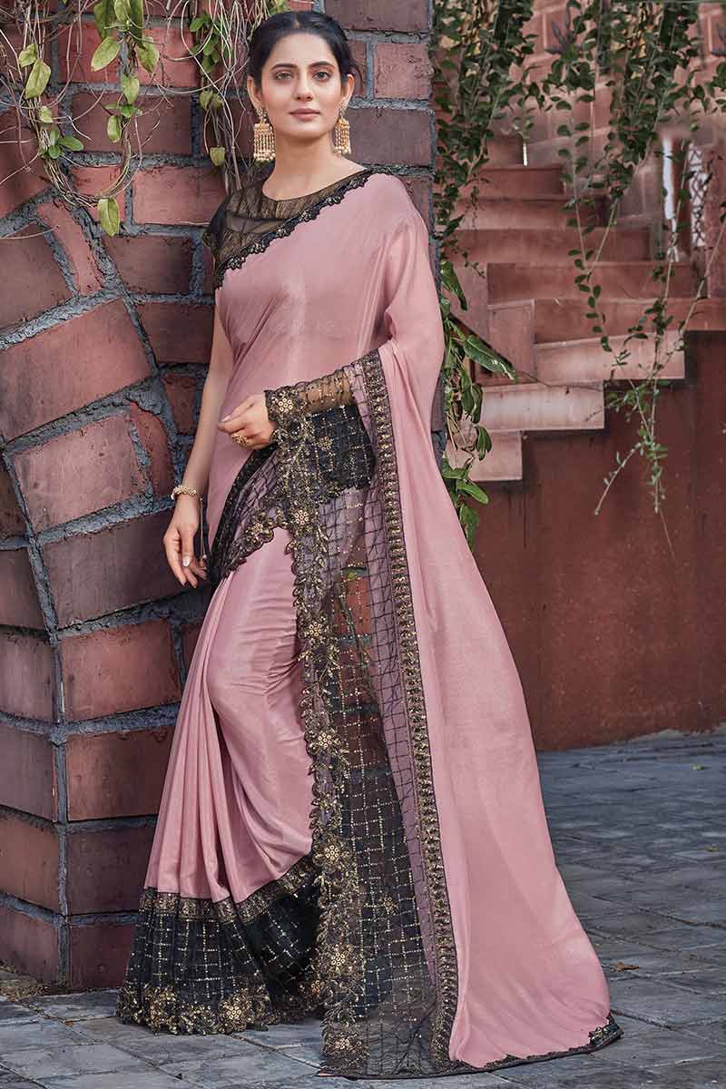 Designer georgette sequence saree | new party wear boutique collection saree with discount stitch blouse for women | pink color saree | wedding wear