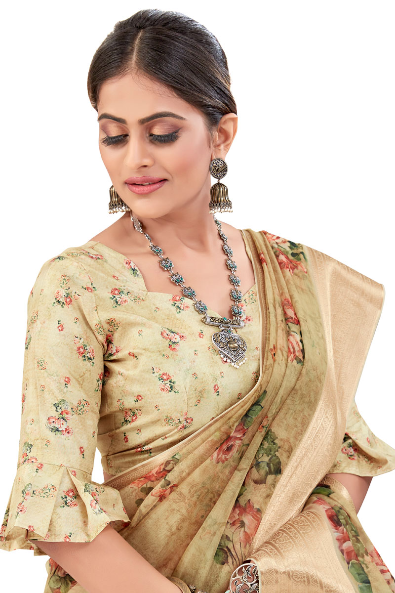 Beige color bridal saree shop