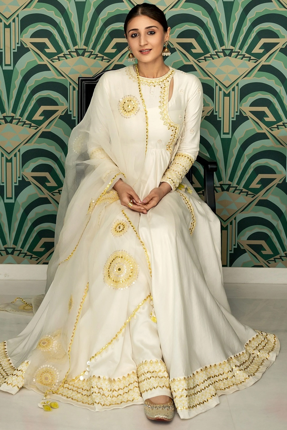 Angrakha Style Anarkali Anarkali Suit Design For Stitching Cream