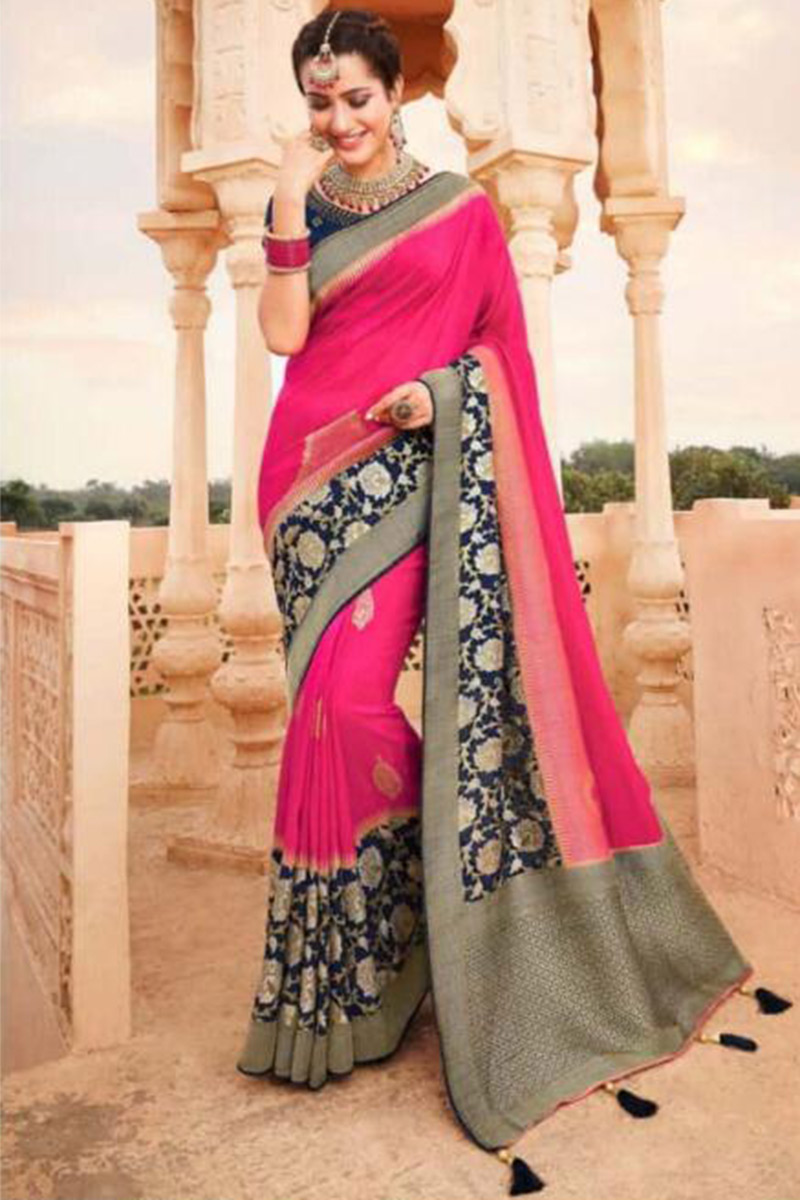 Buy Silk Party Wear Saree In Hot Pink Color Online SARV05715 Andaaz Fashion