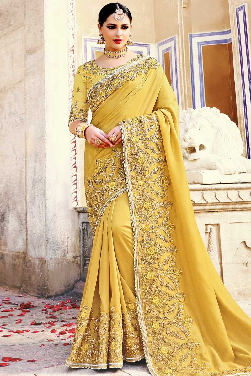 Lot de deux sarees style instantané pour femme Mysore Art Sari en soie imprimée indienne de mariage Diwali Gift Sari 
